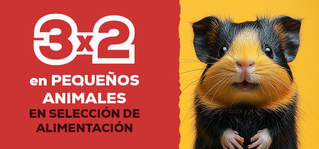 Pequeños animales 🐰  |  3 x 2 en alimentación seca y húmeda