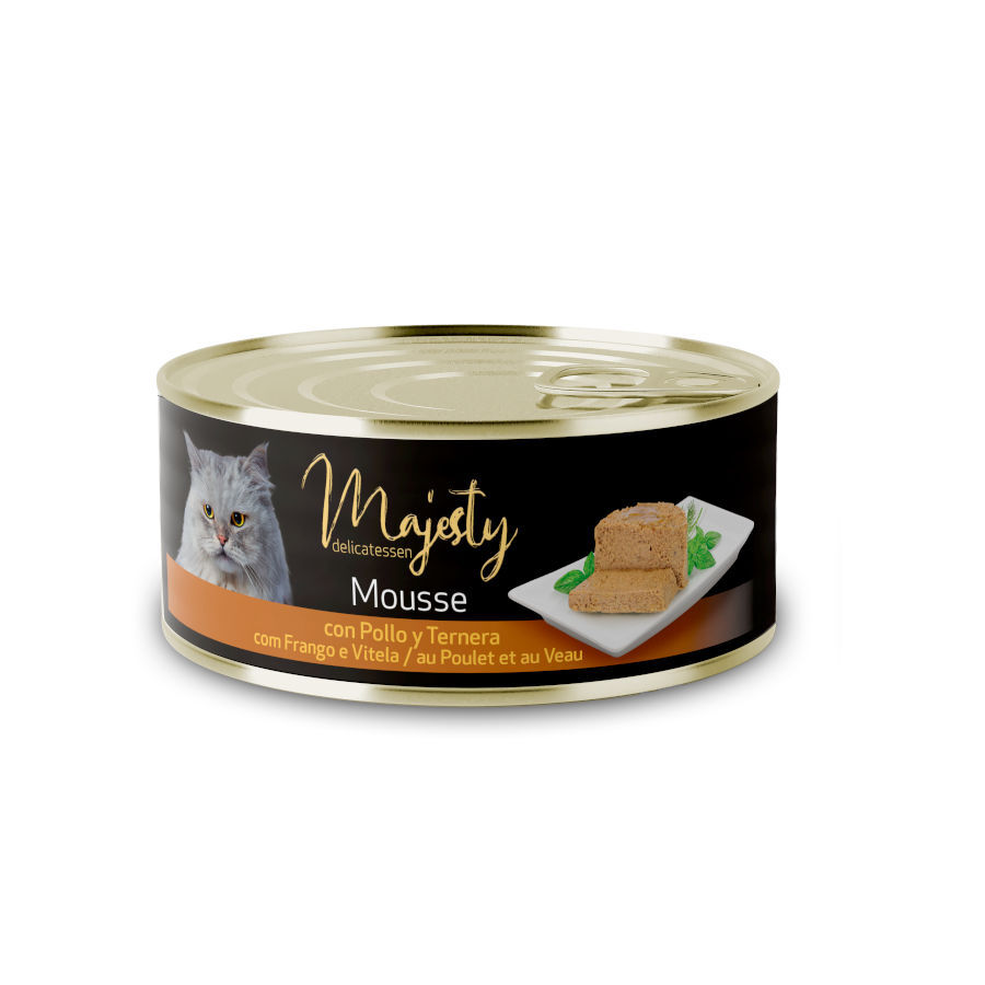 Majesty Adult Mousse de Pollo y Ternera lata para gatos, , large image number null