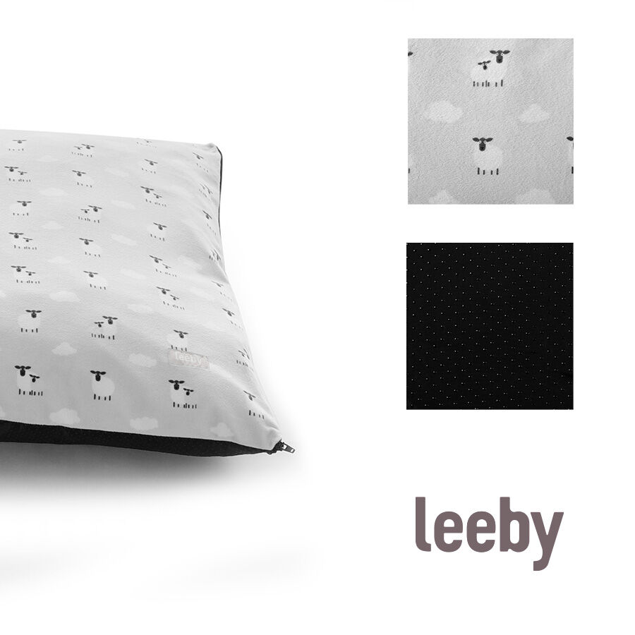 Leeby Cama gris con ovejitas desenfundable para cachorros image number null