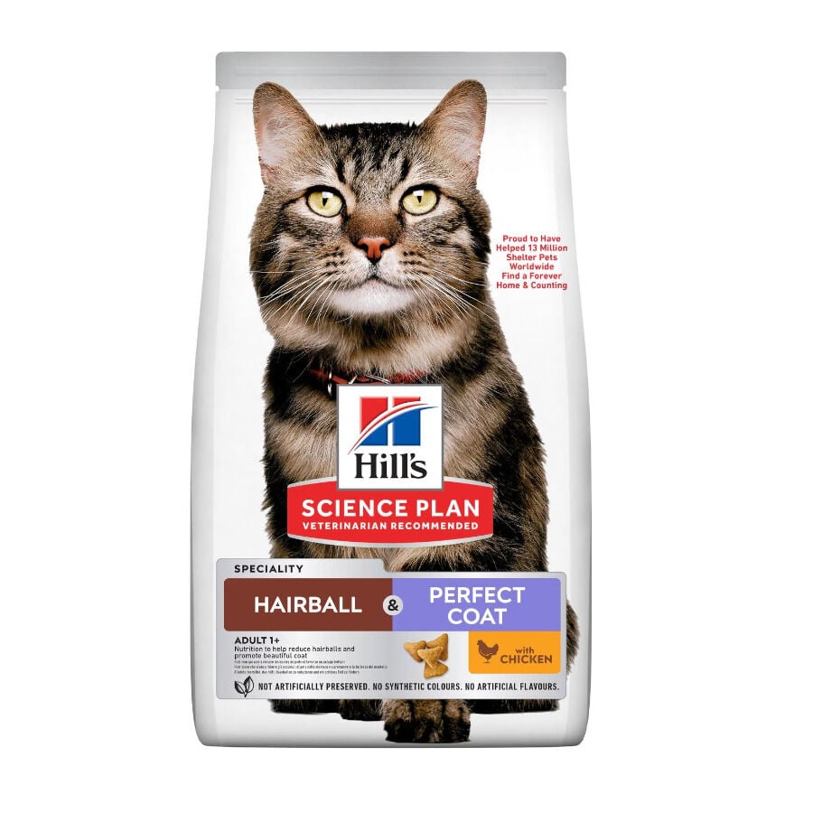 Hill's Science Plan Adult Hairball & Perfect Coat Pollo pienso para gatos, , large image number null