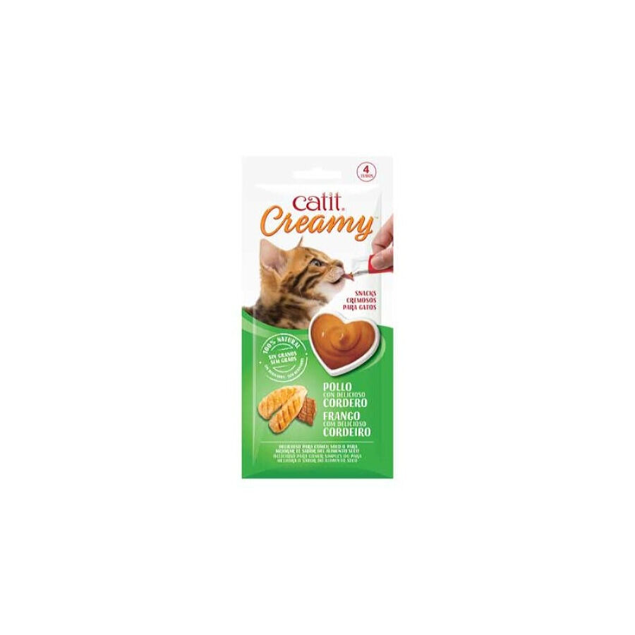 Catit Creamy Snack Líquido de Pollo, Cordero para gatos