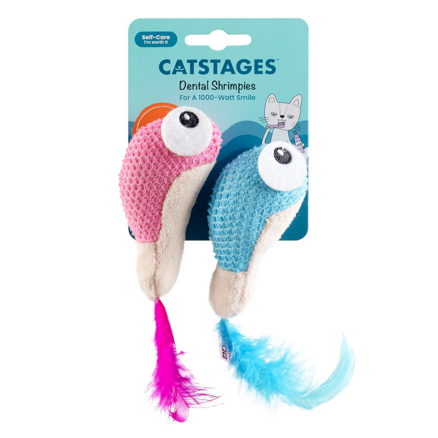 Outward Hound Catstages Dental Shrimpies Peluches con Plumas para gatos, , large image number null