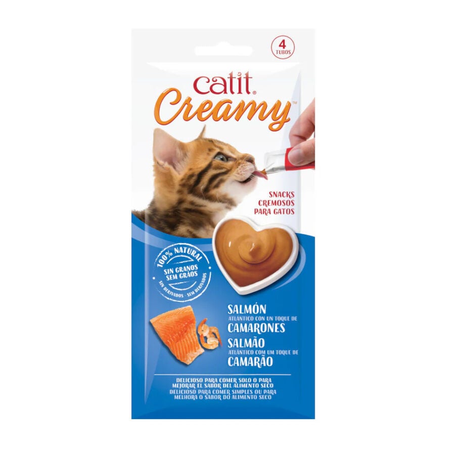 Catit Creamy Snack Líquido de Salmón con Gambas para gatos, , large image number null