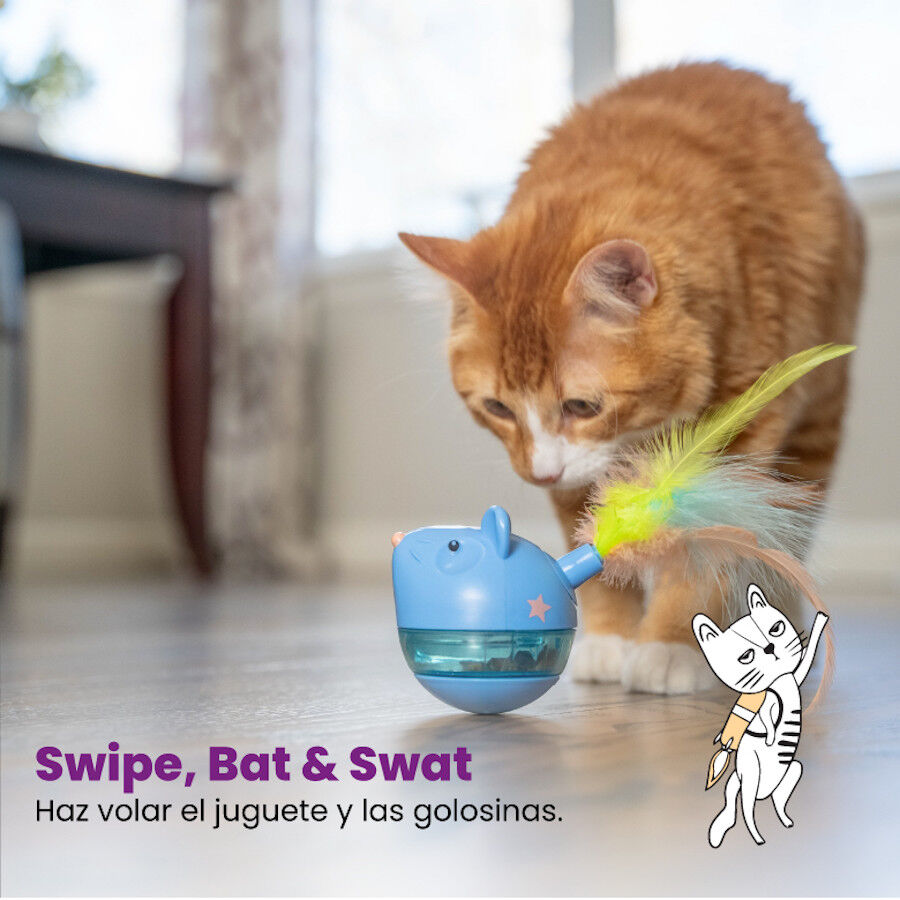 Outward Hound Catstages Hunt n'Swat Treat Trumbler Ratón Interactivo con Plumas para gatos, , large image number null