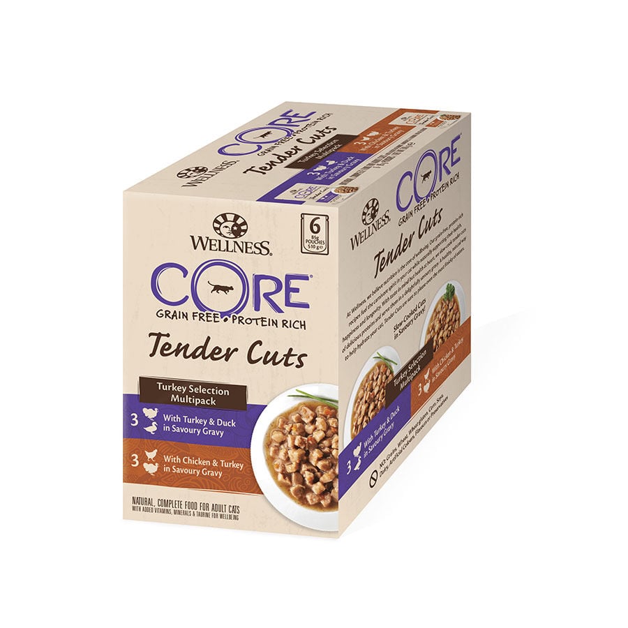 Pack 4 Sobres Wellness Core Feline Signature Tender Cuts Pavo y Pollo para Gatos 510gr image number null