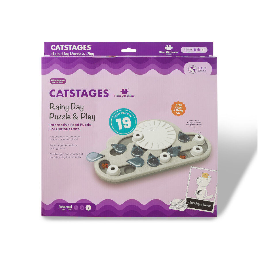 Outward Hound Catstages Puzzle & Play Rainy Day Juguete de Inteligencia para gatos, , large image number null