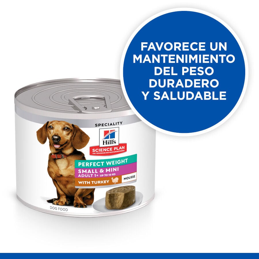 Hill's Science Plan Adult Small & Mini Perfect Weight Mousse de Pavo lata para perros, , large image number null