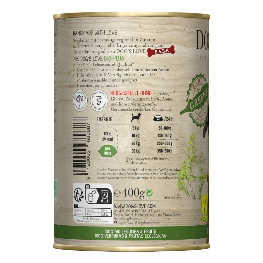 Dog’s Love Adulto Bio Greens Vegan lata para perros, , large image number null