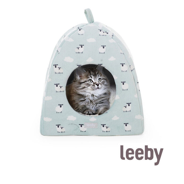 Leeby Iglú Desenfundable Blanco con Ovejitas para gatitos