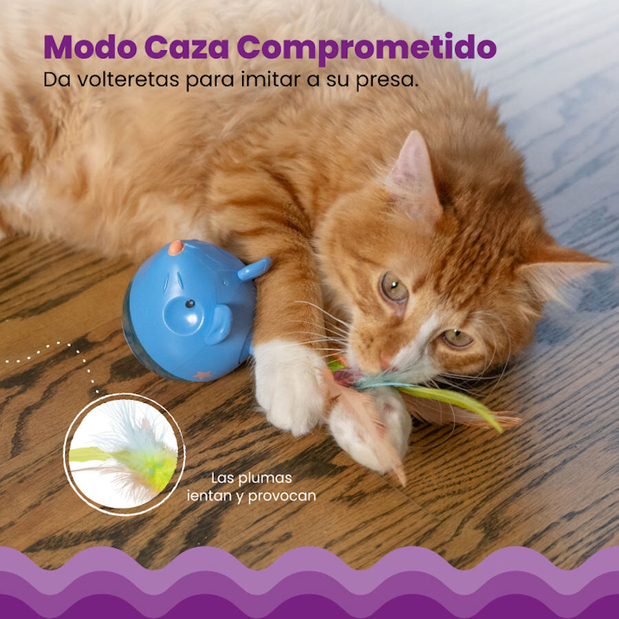 Outward Hound Catstages Hunt n'Swat Treat Trumbler Ratón Interactivo con Plumas para gatos, , large image number null