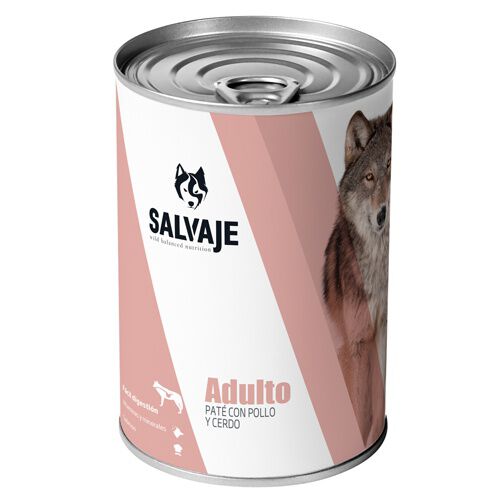 Salvaje Adulto Pollo y Cerdo en Paté lata para perros