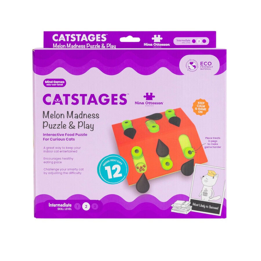 Outward Hound Catstages Nina Ottosson Puzzle & Play Melon Madness Juguete de Inteligencia para gatos, , large image number null