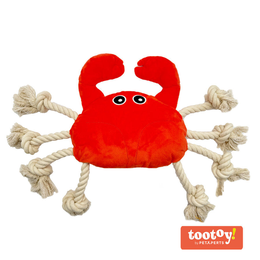 Tootoy! Comfort Fresh Crab peluche con cuerda para perros