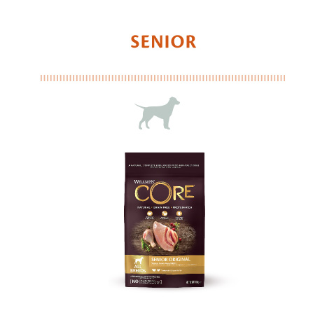 Alimento para perro senior de la marca Wellness Core