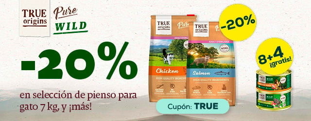 True Origins: -20% en selección de pienso para gato 2 o 7 kg y 8 + 4 gratis en selección de packs de húmedo para gato 12x100g