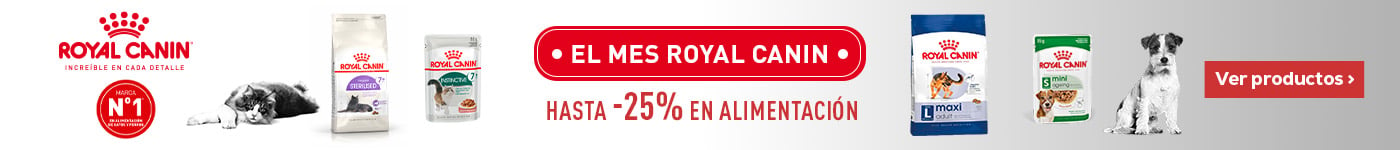 Royal Canin: -25% en selección de packs de comida húmeda para gato 48 x 85 g, 9 + 3 gratis en selección de packs de comida húmeda para perro, -15% en selección de pienso para perro 15 kg y -40% en la 2ª unidad en selección de pienso para perro