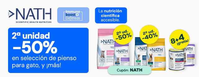 Nath: -50% en la 2ª unidad en selección de pienso para gato, 8 + 4 gratis en selección de packs de húmedo para perro y -40% en la 2ª unidad en selección de pienso para perroth