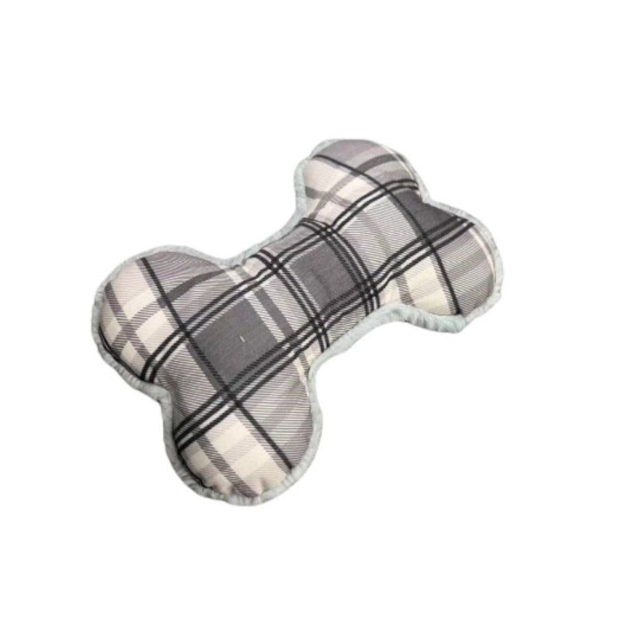 Tootoy! Tartan Bone Cuddler Grey Hueso de Peluche para perros