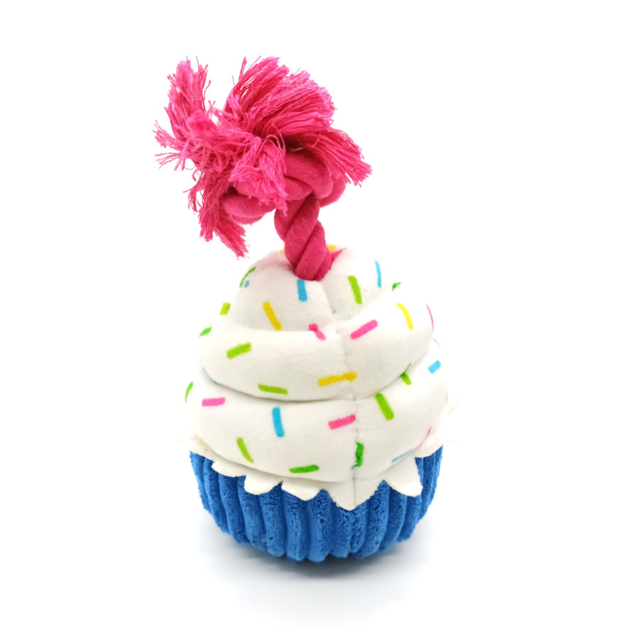 Tootoy! Comfort Birthday Cupcake Cuddler peluche con sonido para perros