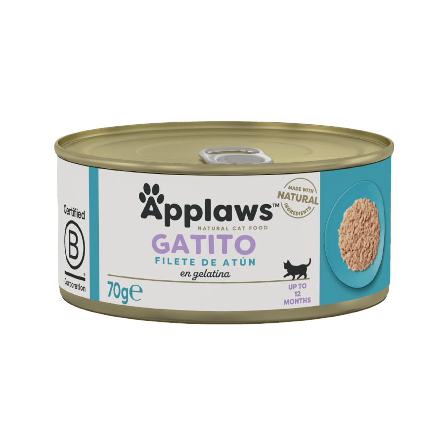 24 latas x 70 g Applaws Kitten Atún en gelatina lata ¡Pack ahorro!