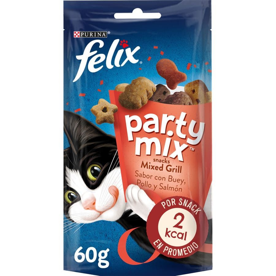 4 bolsitas x 60 g Felix Party Mix Queso Bocaditos para gatos ¡Pack ahorro!