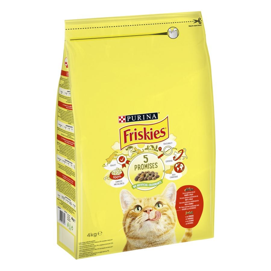 4 kg Friskies Adult Buey con Pollo y Verduras pienso para gatos