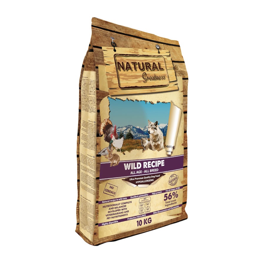 10 KG Natural Greatness Receta Salvaje pienso para perros