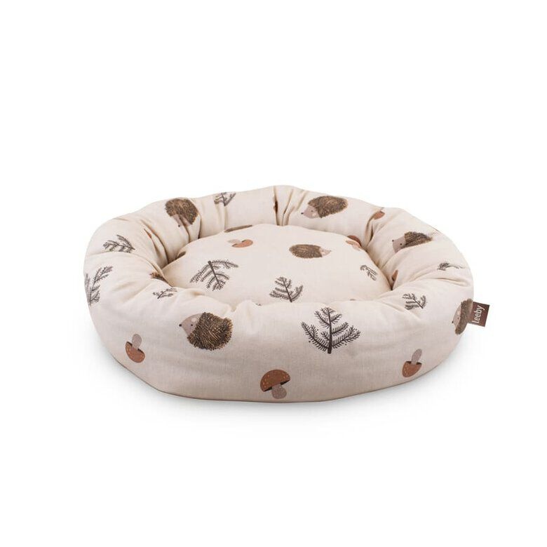 Leeby Cama Donut Antideslizante Blanca con Erizos para gatos