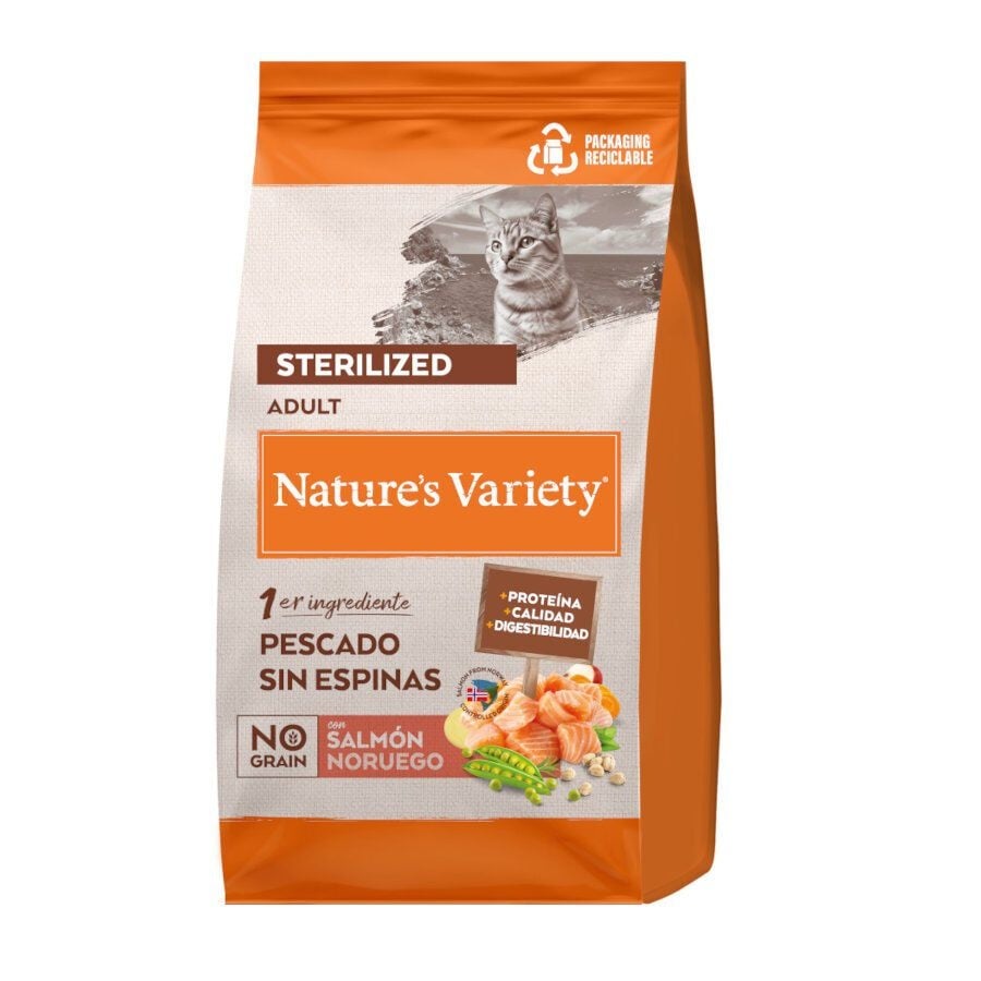 1.25 kg Nature's Variety No Grain Adult Sterilised Salmón Noruego pienso para gatos