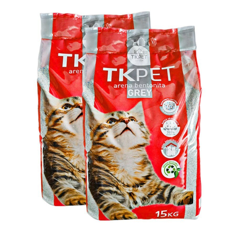 2 x 15 kg TK-Pet Arena Aglomerante Grey de Bentonita para gatos ¡Pack ahorro!