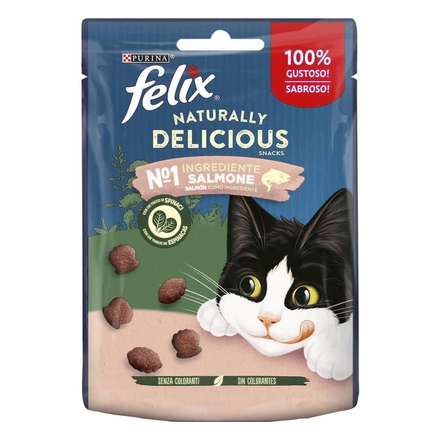 4 bolsitas x 50 g Felix Naturally Delicious Bocaditos de Salmón para gatos ¡Pack ahorro!