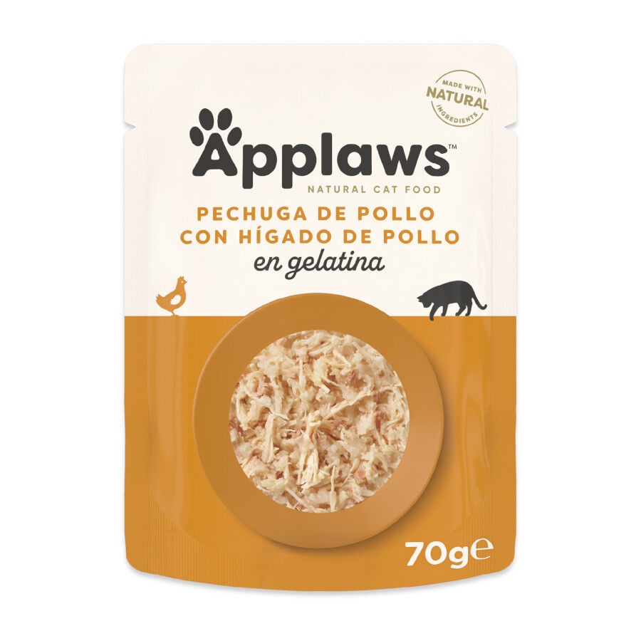 70 g Applaws Pollo y Hígado en gelatina sobre para gatos