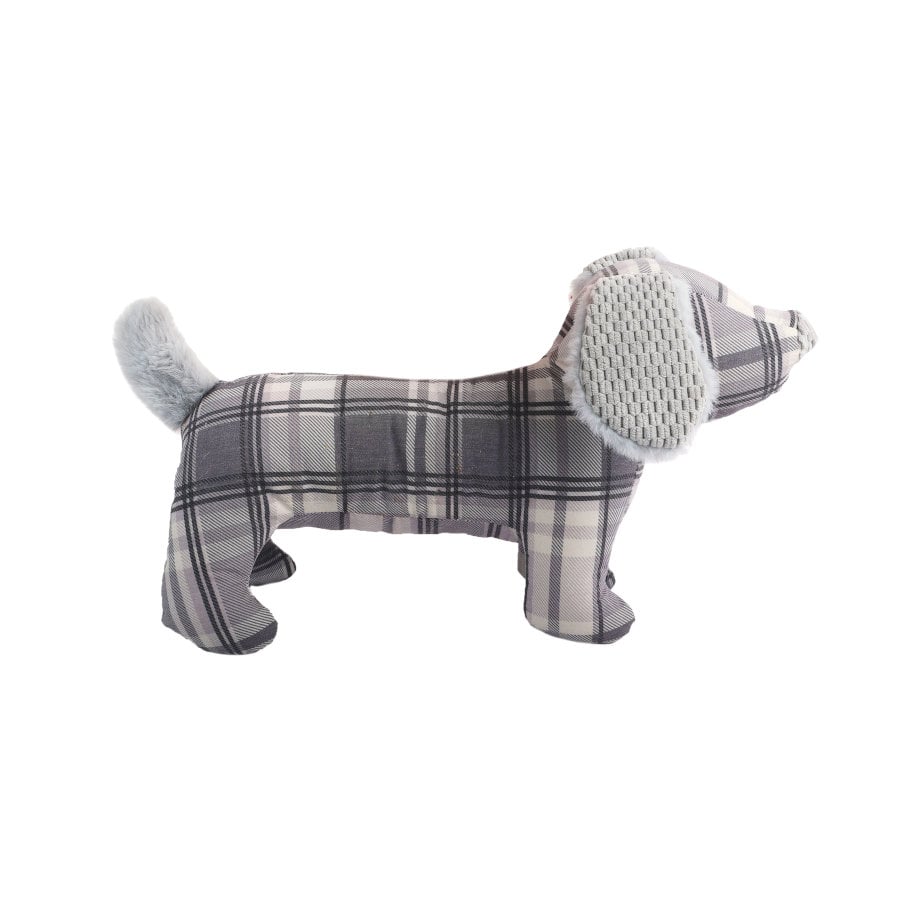 Tootoy! Tartan Dog Cuddler Grey Peluche para perros salchicha