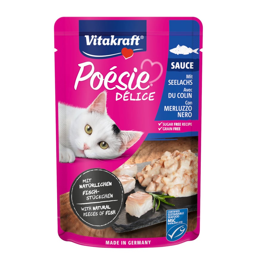 12 sobres x 85 g Vitakraft Poésie Abadejo sobres en salsa para gatos ¡Pack ahorro!