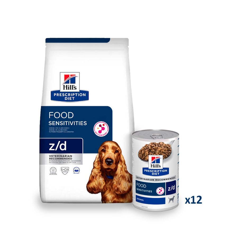 10 kg + 12 latas x 370 g Hill's Prescription Diet Food Sensitivities z/d pienso y latas para perros ¡Pack ahorro!