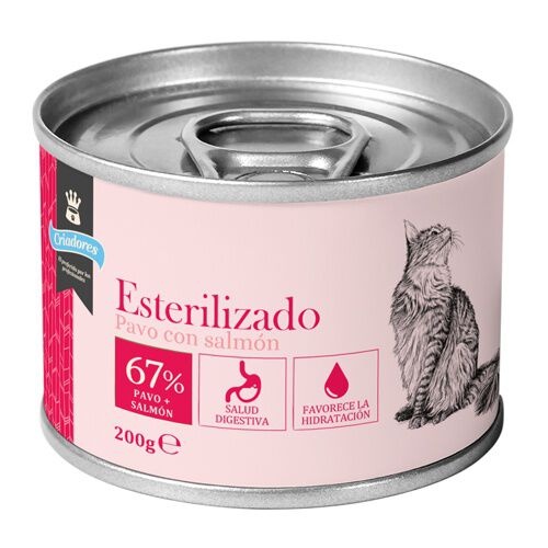 24 latas x 200 g Criadores Esterilizado Paté Pavo y Salmón lata para gatos ¡Pack ahorro!