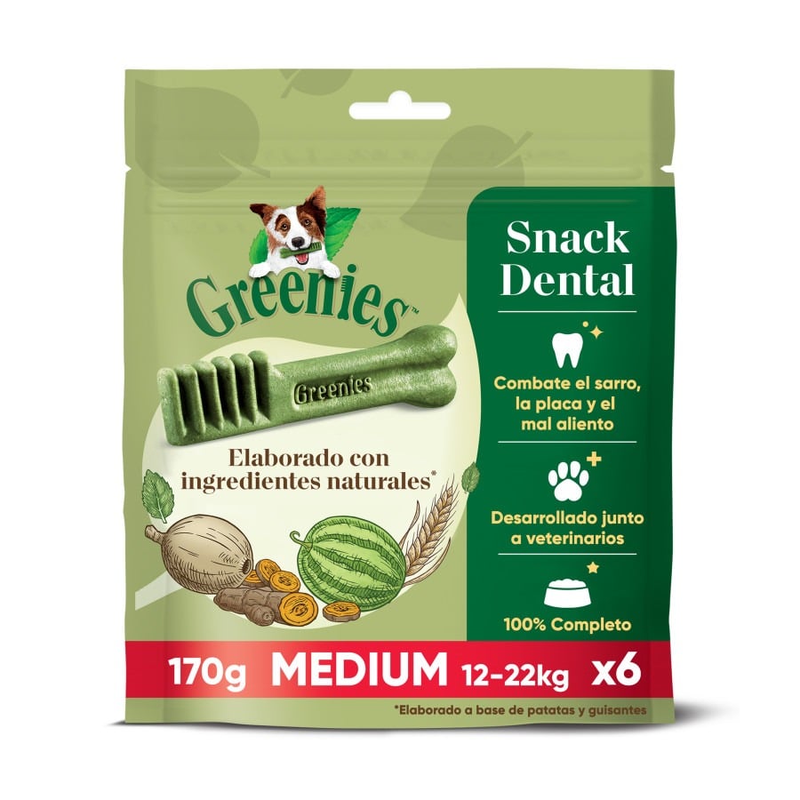 12 barritas Greenies Medium Snacks Dentales Naturales para perros medianos