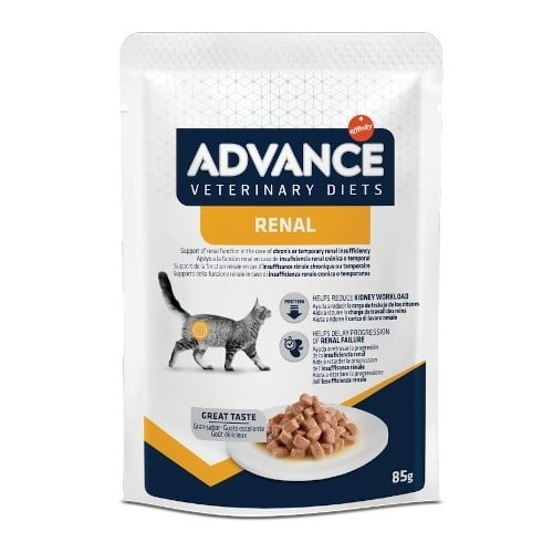 12 sobres x 85 g Advance Renal Pollo y Cerdo sobre para gatos ¡Pack ahorro!