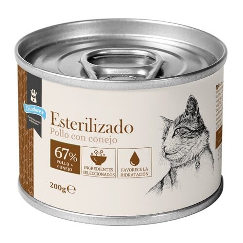 24 latas x 200 g Criadores Esterilizado Paté Pollo y Conejo lata para gatos ¡Pack ahorro!