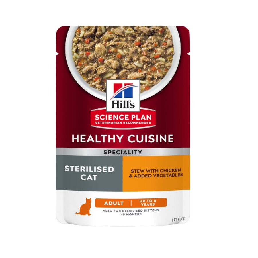 48 sobres x 80 g Hill's Science Plan Healthy Cuisine Sterilised Pollo y Verduras sobre para gatos ¡Pack ahorro!