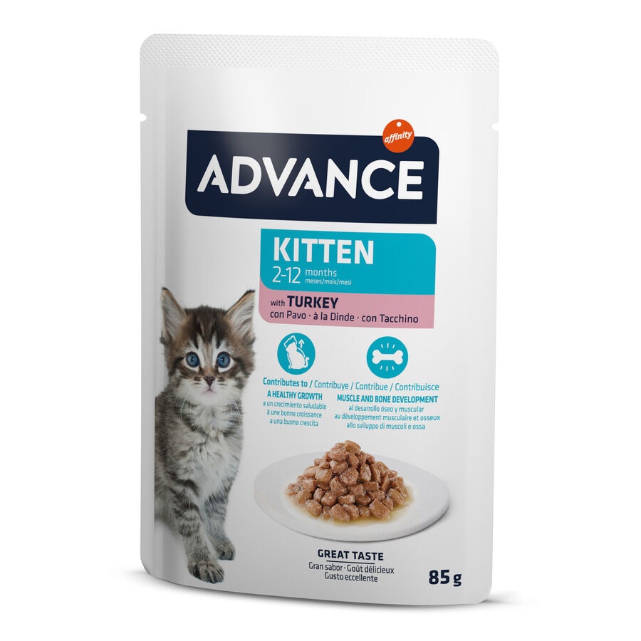 24 sobres x 85 g Advance Kitten Pavo en salsa sobres para gatitos ¡Pack ahorro!