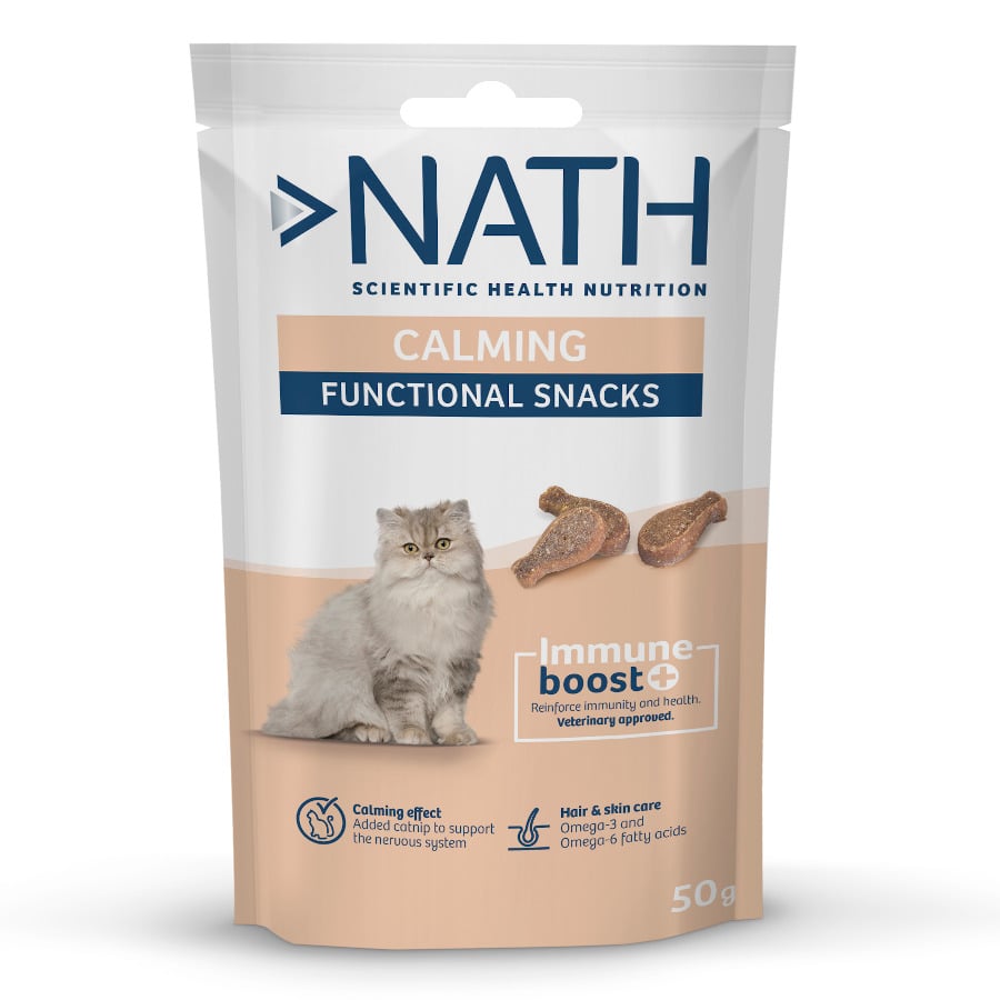 6 bolsitas x 50 g Nath Bocaditos Calmantes para gatos ¡Pack ahorro!