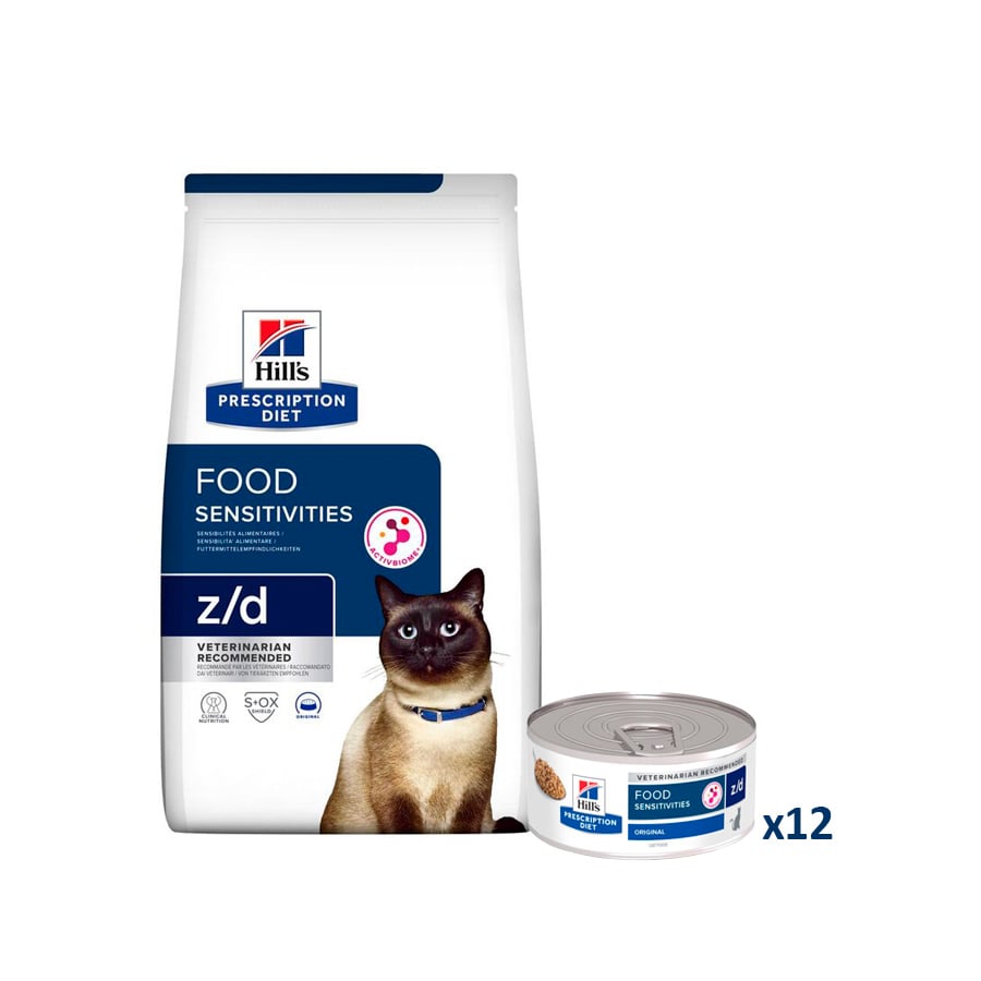 6 kg + 12 latas x 156 g Hill's Prescription Diet Food Sensitives para gatos ¡Pack ahorro!