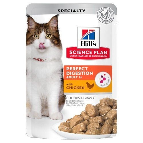 48 sobres x 85 g Hill's Science Plan Adult Perfect Digestion Pollo comida húmeda para gatos ¡Pack ahorro!