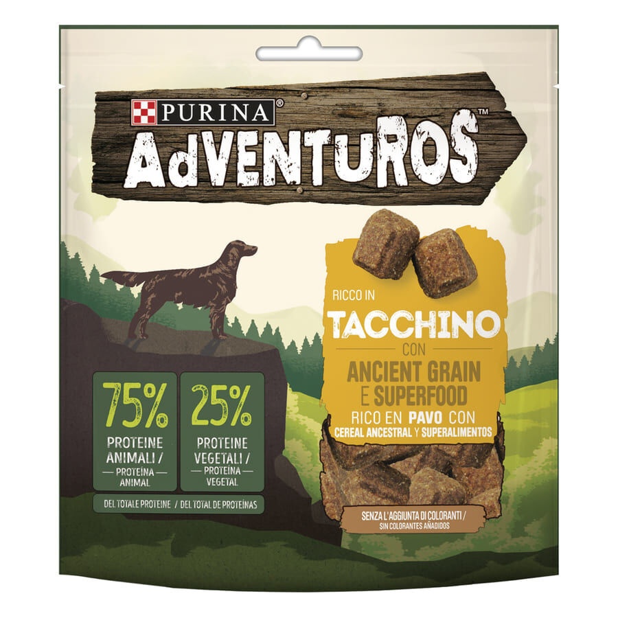 6 bolsitas x 120 g Adventuros Bocaditos de Pavo y Cereal Ancestral para perros ¡Pack ahorro!