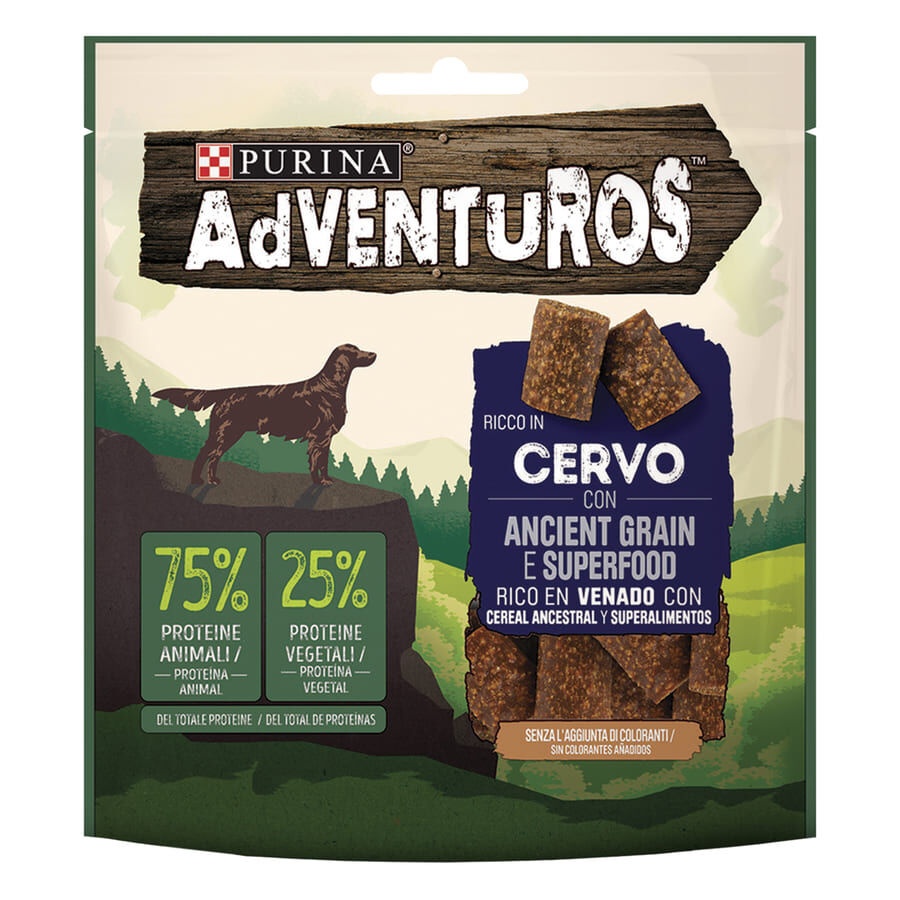 6 bolsitas x 120 g Adventuros Bocaditos Ciervo y Grano Ancestral para perros ¡Pack ahorro!