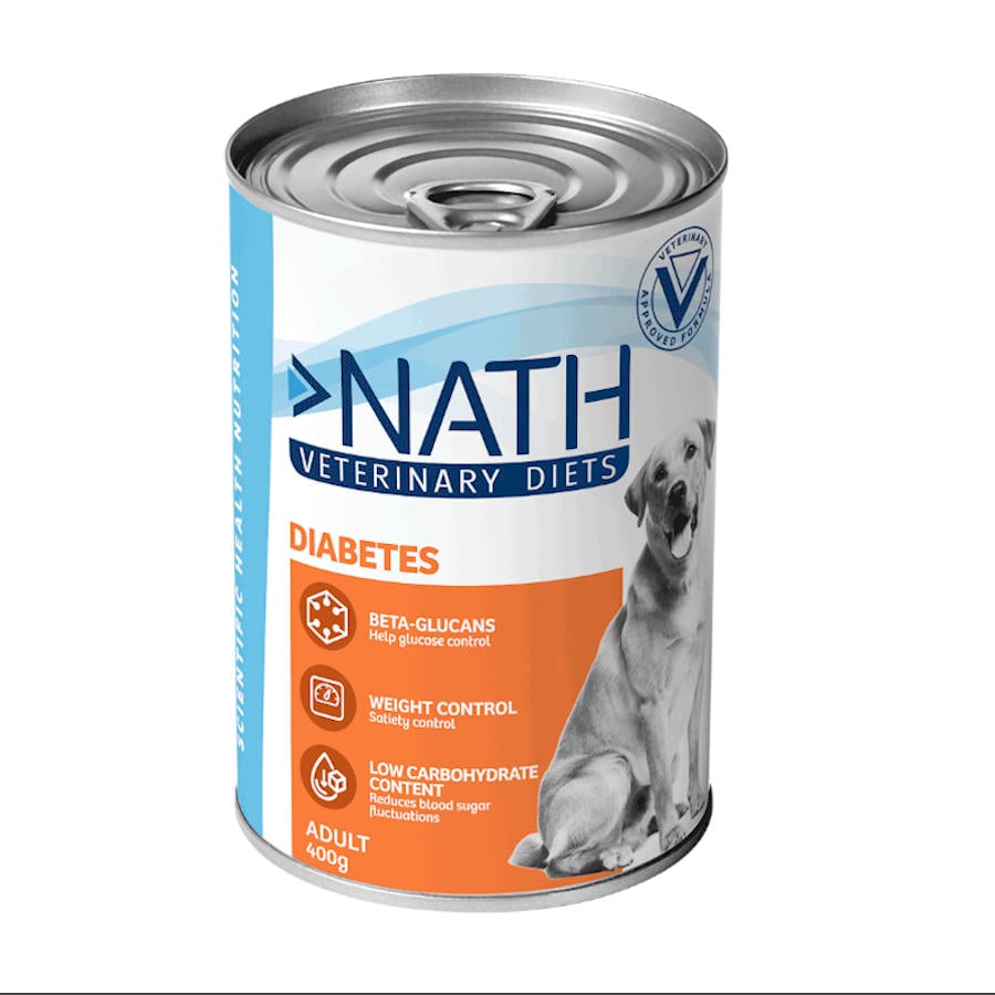 400 g Nath Veterinary Diets Diabetes Cordero lata para perros