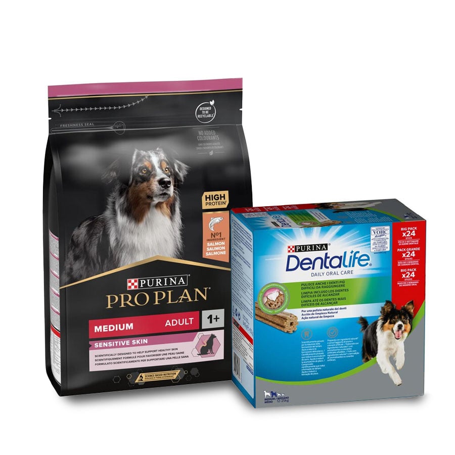 14 kg + 24 barritas Pack Comida Dermatológica Perro Mediano Pro Plan ¡Pack ahorro!