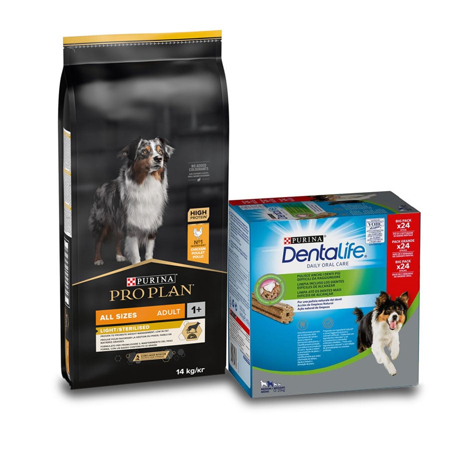 14 kg + 24 barritas Pack Comida Light Perro Esterilizado Pro Plan ¡Pack ahorro!