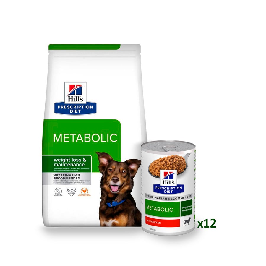 12 kg + 12 latas x 370 g Hill's Prescription Diet Metabolic pienso y latas para perros ¡Pack ahorro!